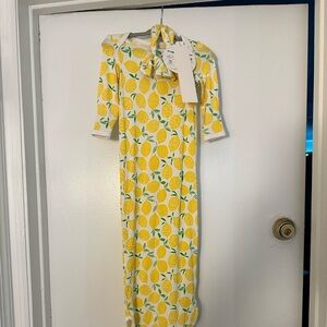 Little Sleepies Lemon Newborn Gown + Matching Bow | NWT | Sold Out Print
